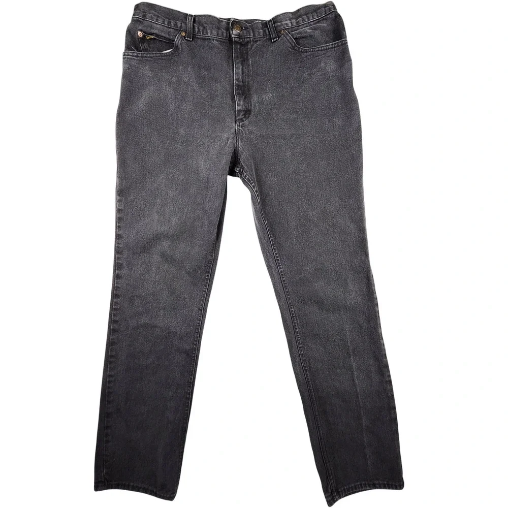 VTG Lee Jeans Mens 40x36 Black Regular Fit‎ Straight Leg Denim Made in USA 90s